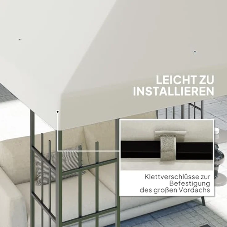 Outsunny Pavillon-Ersatzdach für Pavillon 3 x 3 m, wasserdicht, aus Oxford-Stoff, 370 g/m², Hellgrau – Bild 4