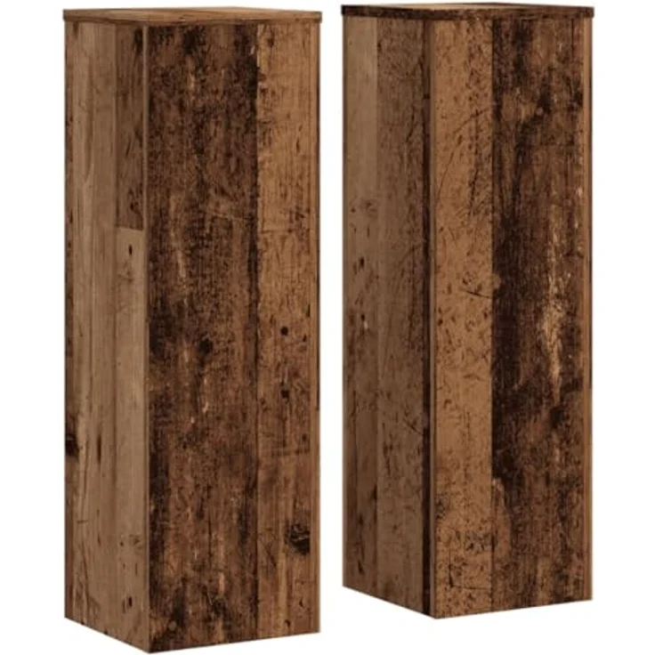 vidaXL Blumenständer Pflanzenständer 2 Stk Altholz-Optik 25x25x80 cm Spanplat, Holzwerkstoff, 50 kg Belastbarkeit, Altholzfarbe – Bild 2