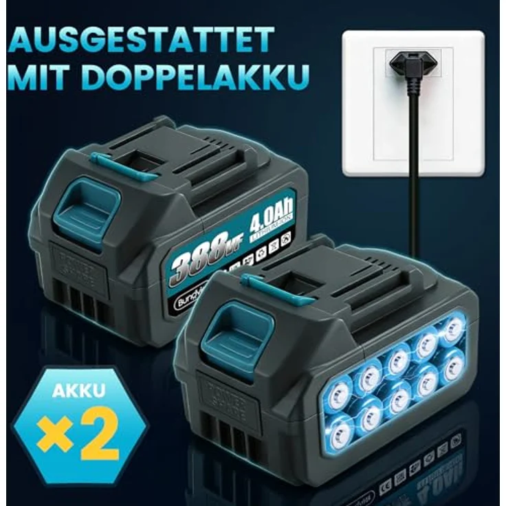 Bundviel Hochleistungs Akku-Laubbläser 21V, Bürstenloser Motor mit 5 Geschwindigkeitsstufen + Turbo, max. 90 m/s, 1500 g Blaskraft, 2 × 4Ah Akku, kabellos, leicht und mobil – Bild 5