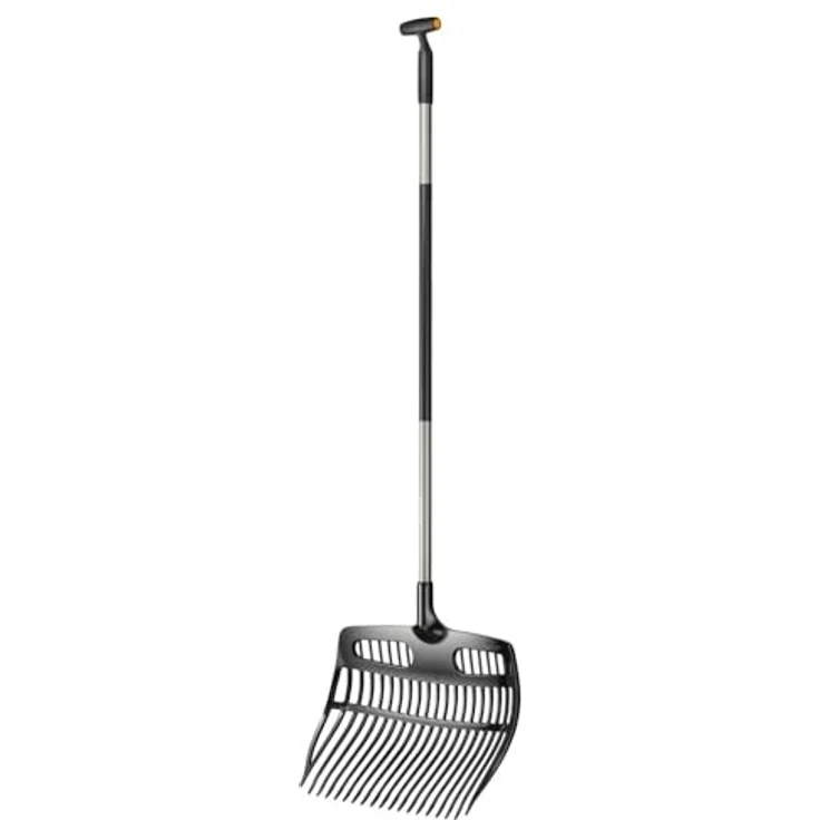 Fiskars Schaufelrechen Ergonomic, Kombination aus Schaufel und Rechen, langlebig aus Polycarbonat/Aluminium, 150 cm, Schwarz/Grau, 1077116 – Bild 1