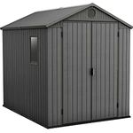 Keter Gerätehaus Darwin 6x8, Grau, Außenmaße 190x244x221cm, wartungsfrei, wetterfest, wasserdicht, mit Unterboden