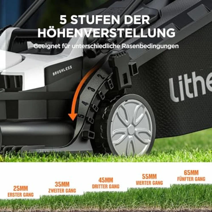 Litheli U20 Akku-Rasenmäher, 20 V, 4 Ah, Schnittbreite 33 cm, bürstenloser Motor, 5 Schnitthöhen, USB-C Akku-Powerbank – Bild 4