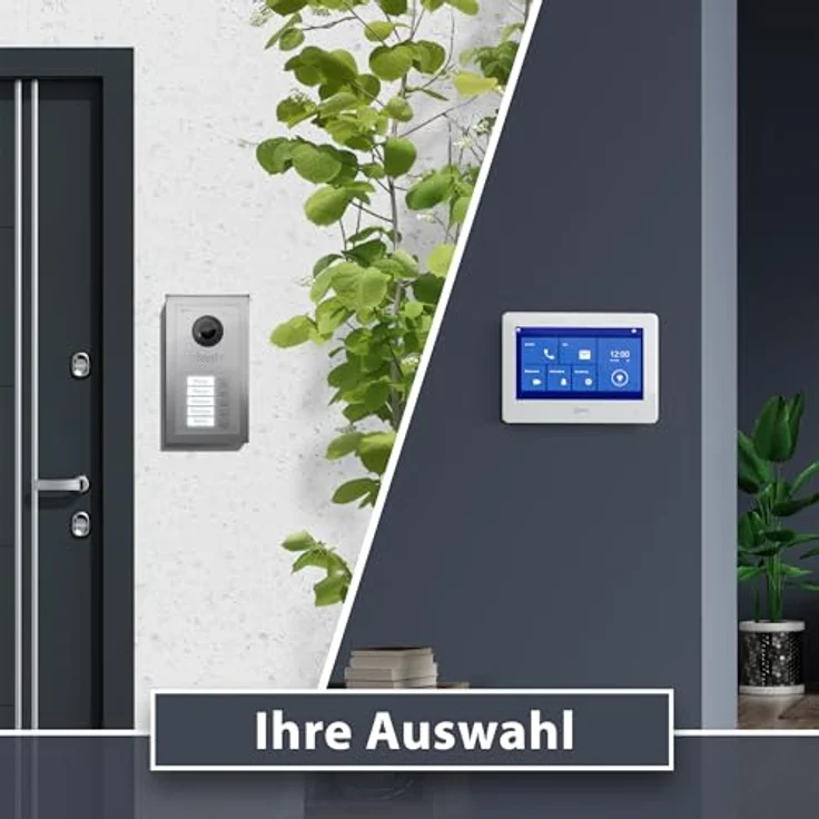 Goliath Intercom Goliath Basic-Line 2-Draht Video-Türsprechanlage mit 7 Zoll HD Monitor, Kamera und App-Funktion für 5-Familienhäuser, Weiß/Scharz – Bild 6