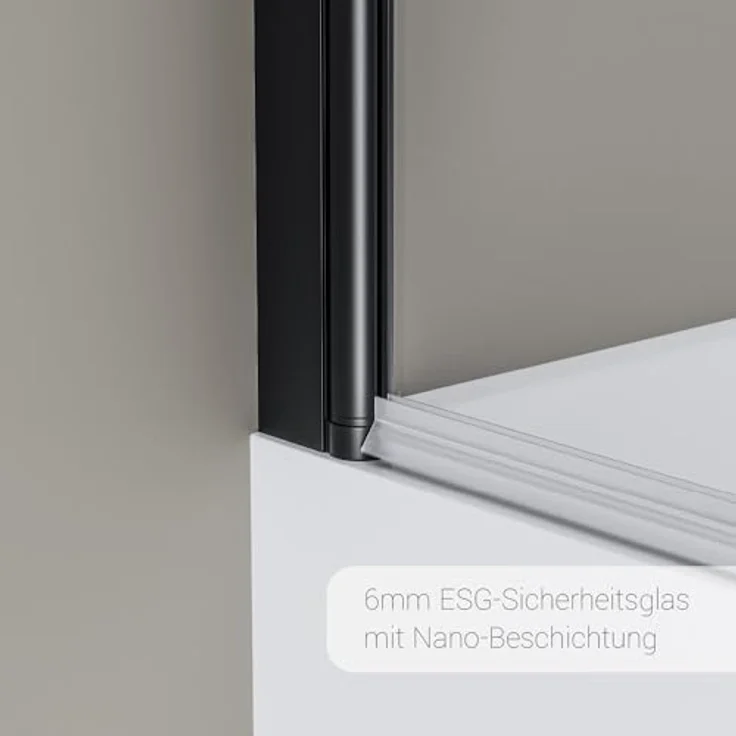 NEXTREND Schwenkbarer Badewannenaufsatz NT201, Duschabtrennung aus 6 mm Nano Echtglas, Größe: 80x140cm, Profilfarbe: Schwarz matt – Bild 2