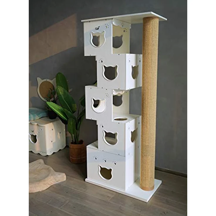 Cats Design Kratzbaum Grosse Katzen stabil/Katzenbaum XXL Edel/Katzenhaus katzenhöhle Katzenbett Multi Cat Tree 5 Stepp D5a – Bild 3