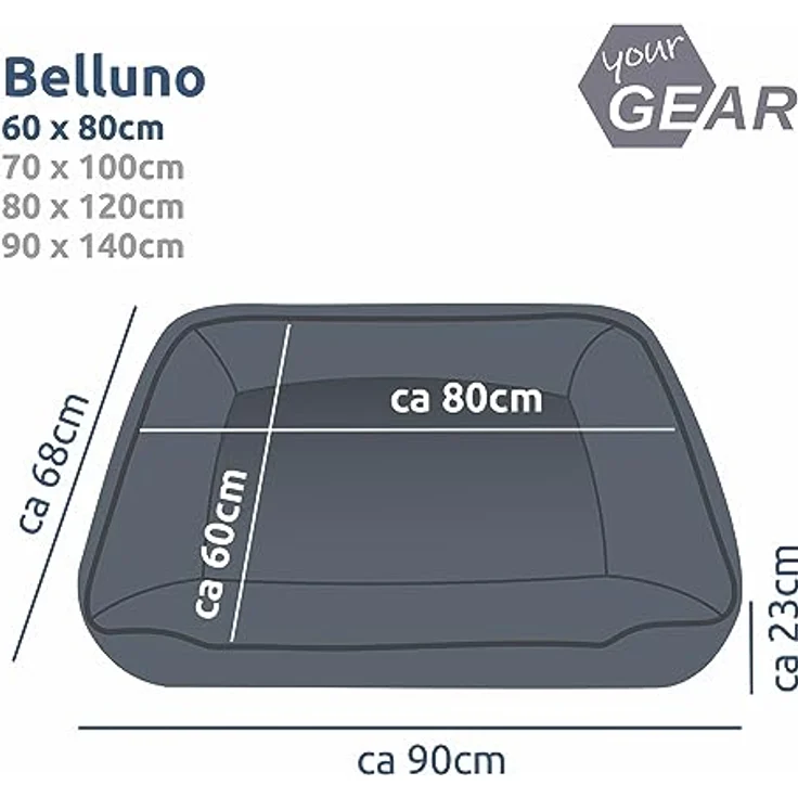 your GEAR Belluno 60x80 cm orthopädisches Hundebett, Hundekorb, Oeko-TEX, waschbar, geruchsfrei & hygienisch – Bild 2