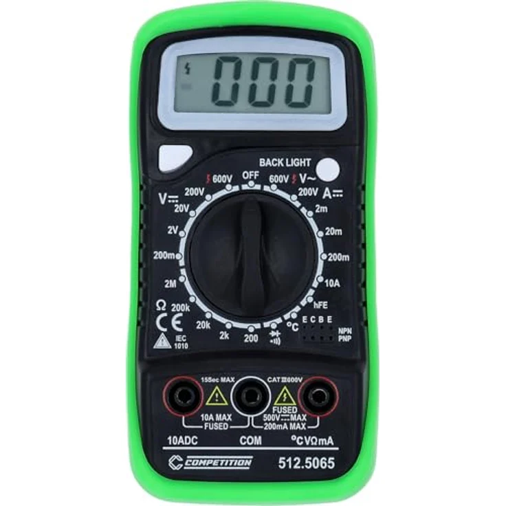 Competition 512.5065 Digital Multimeter, professionelles Messgerät für KFZ- und NFZ-Elektrik, mit großem LCD-Display und Gummi-Schutzholster – Bild 5