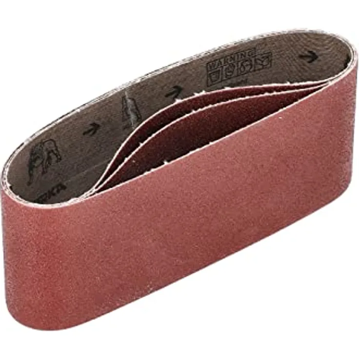 Mirka Red 3 x Gewebe-Schleifbänder 75x457mm / Korn P60 / hochwertiges Schleifband für Bandschleifer / Zum Schleifen von Holz und Metall