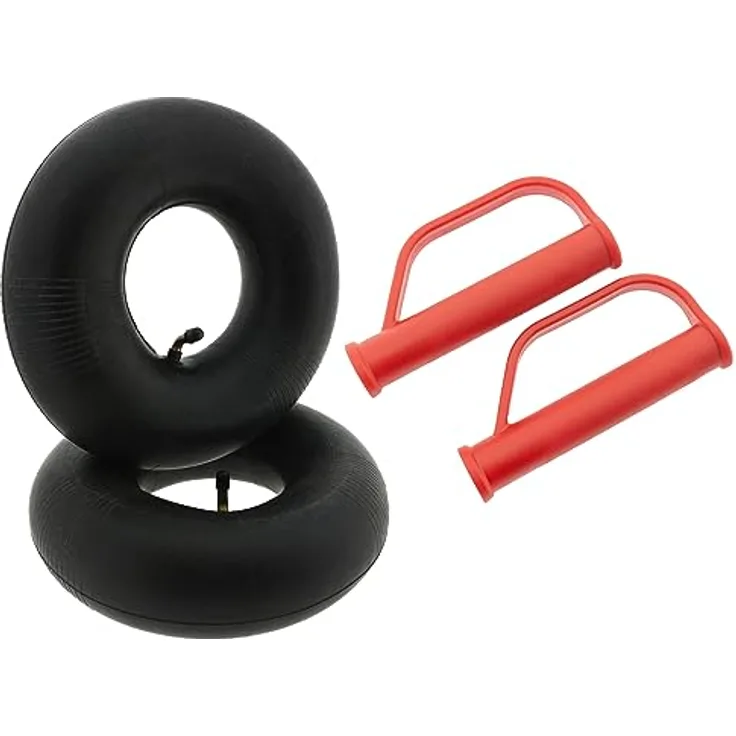 der kleine Handwerker Sackkarren Set Wartung 2 x Sicherheitsgriffe 25 mm + 2 x Schlauch 3.00-4 260x85 TR87 Ventil abgewinkelt für Stapelkarre Treppensteiger