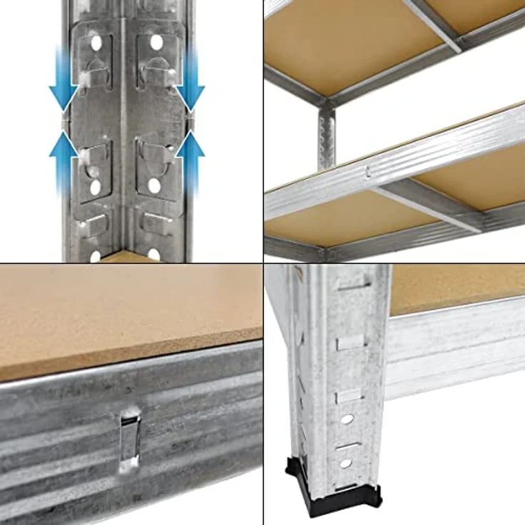 ecd germany Werkstattregal Silber 170x70x30 cm aus MDF und Metall bis 350 kg – Bild 7