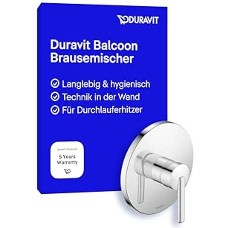 Duravit Balcoon Duscharmatur Unterputz, Einhebel-Brausemischer mit Keramikmischsystem, Umstellventil, Chrom – Bild 1