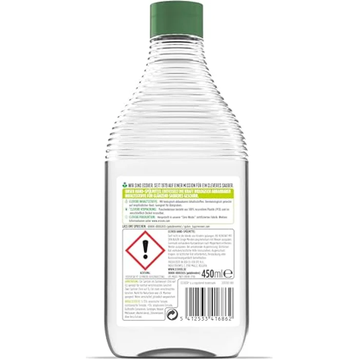 Ecover Hand-Spülmittel Zitrone & Aloe Vera, biologisch abbaubares Geschirrspülmittel, 450ml – Bild 3