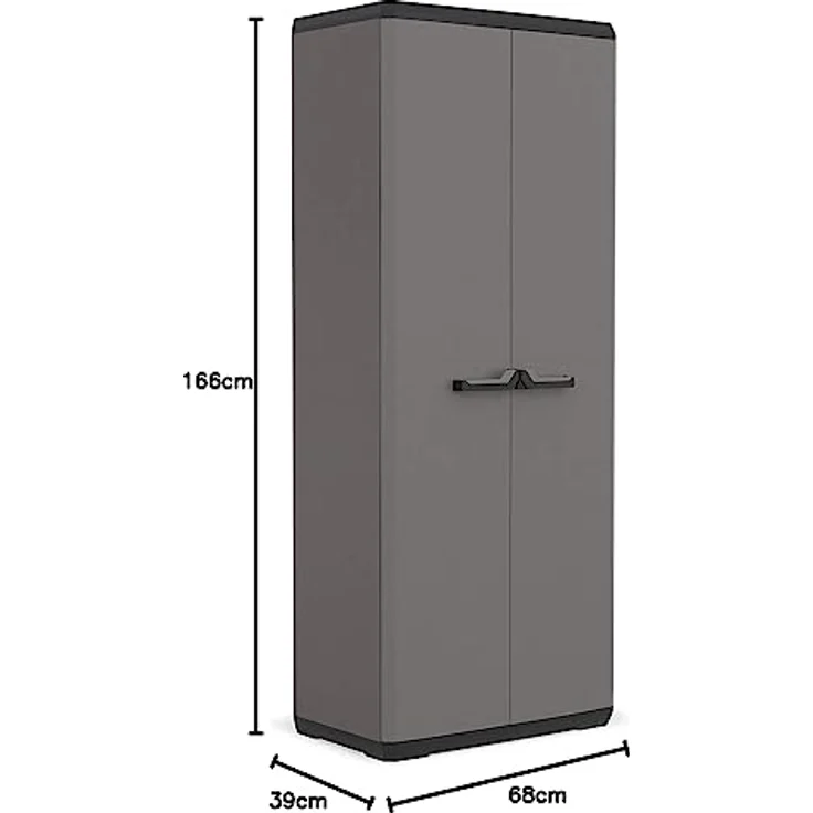 Keter Più Kunststoffschrank, hoch, anthrazit/schwarz, 68 x 39 x 166 cm – Bild 5