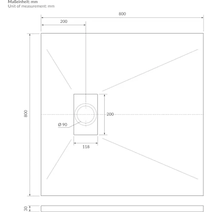 LuxeBath Duschwanne 80x80cm, quadratische Brausetasse mit rutschfester Oberfläche und Ablaufgarnitur, Weiß, H:30 mm extra flach – Bild 7