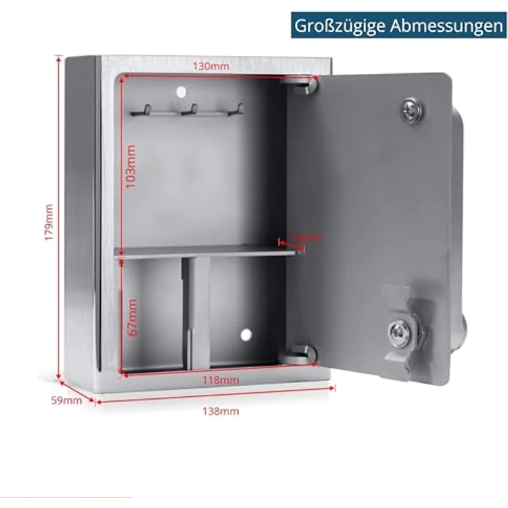 masunt Schlüsselsafe 1121 RFID | elektronischer Schlüsseltresor | Registrierung von bis zu 50 individuellen Zutrittsmedien | V2A Edelstahl | Aufbruch-sicher | wetterfest | Silber – Bild 3