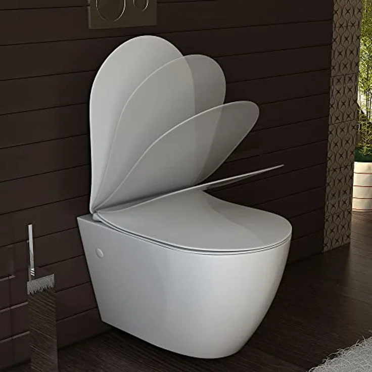 Alpenberger Moderne Toilette mit Nano | Wand WC Spülrandlos | Keramik Hänge WC Komplettset mit WC Sitz mit Absenkautomatik | Klo für Gäste WC und Bad | Passend zu Geberit (Insara 9024) – Bild 5