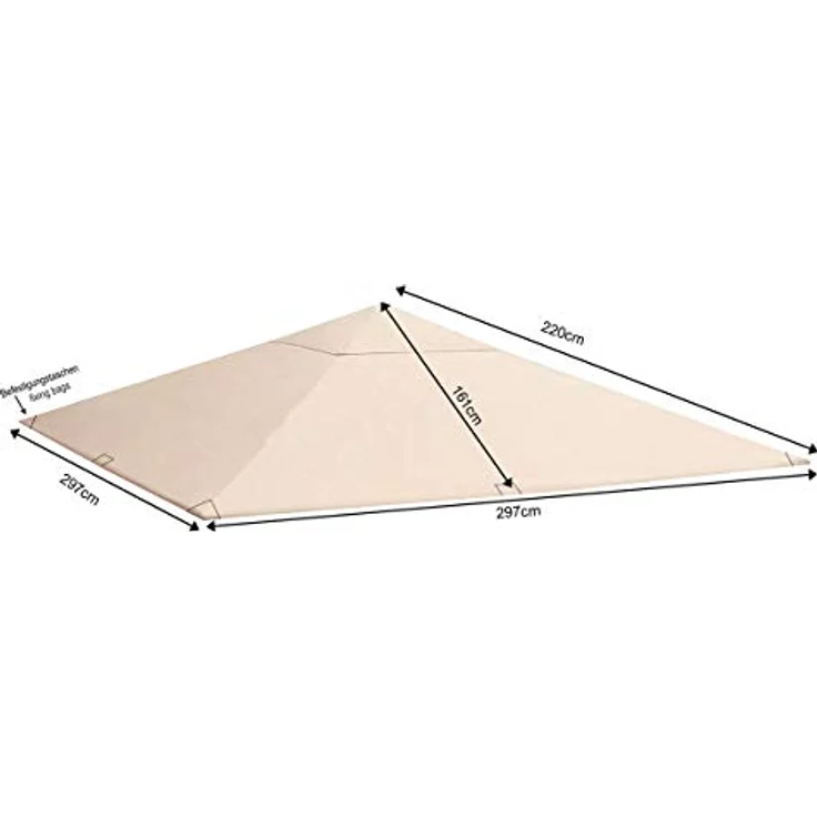 Quick Star Pavillon-Ersatzdach Nizza, 3 x 3 m, beige, wasserabweisend, mit Lüftungsschlitzen, 250 g/m² – Bild 2