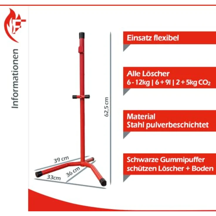 FireLoq® 6kg Pulver Feuerlöscher mit Ständer und Gitterschutzhaube, geprüfter Brandschutz – Bild 3