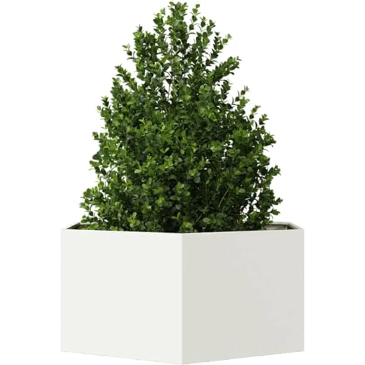 vidaXL Pflanzkübel Weiß Sechseckig 104x90x45 Stahl - Witterungsbeständig und erhöhtes Design – Bild 5