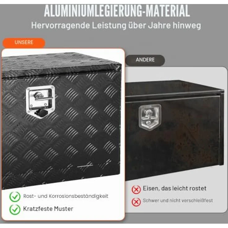 VEVOR Truckbox Werkzeugbox, Aluminiumlegierung, 914 x 432 x 457 mm, abschließbare Unterboden-Anhängerbox, 40 kg belastbar, wasserdicht, kratzfest – Bild 4