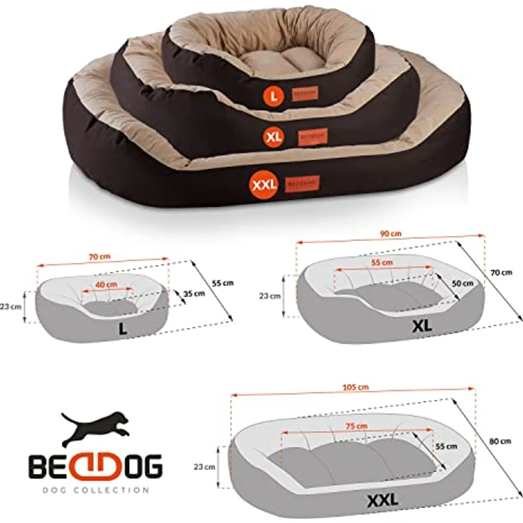 BedDog Hundebett Mittelgroße Hunde - Hundekissen L - Hundekorb - Hundekörbchen - Hundesofa - Hundebetten für Mittelgroße Hunde - Dog Bed - Hunde Bett - Körbchen Hund Alicante-Gewebe – Bild 3