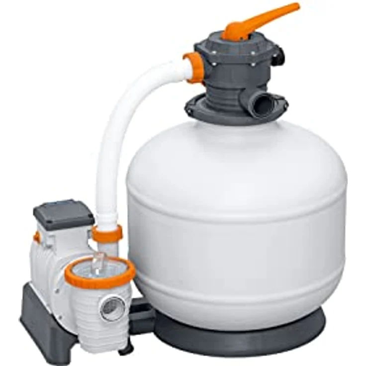 Bestway Flowclear Sandfilteranlage, 11.355 l/h Umwälzleistung, geeignet für Pools bis 64.000 l, rostfreier Tank, integrierte Zeitschaltuhr – Bild 6