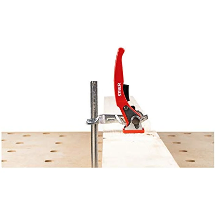 STIER Ganzstahl-Hebelzwinge SHZ 160/60, Fixierung von Führungsschienen diverser Hersteller, Hebelmechanismus, Handzwinge, Zwinge, Tischzwinge, Einhandzwinge, Schnellspannzwinge – Bild 3