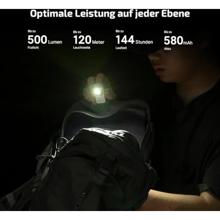 OLIGHT Oclip Pro Mini LED Taschenlampe, 500 Lumen, USB-C wiederaufladbar, IPX6 wasserfest, mit Flutlicht, fokussiertem Licht und Rotlicht, kompakte Clip Lampe für Läufer und Camping (weiß) – Bild 5