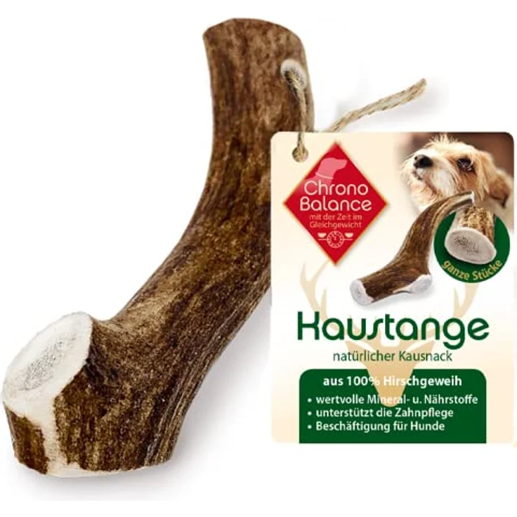 ChronoBalance® M Geweih-Kaustange für Hunde ganze Stücke, 100% Hirschgeweih Hundespielzeug, Zahnpflege, Kausnack, Kauknochen, ohne Zusätze – Bild 1