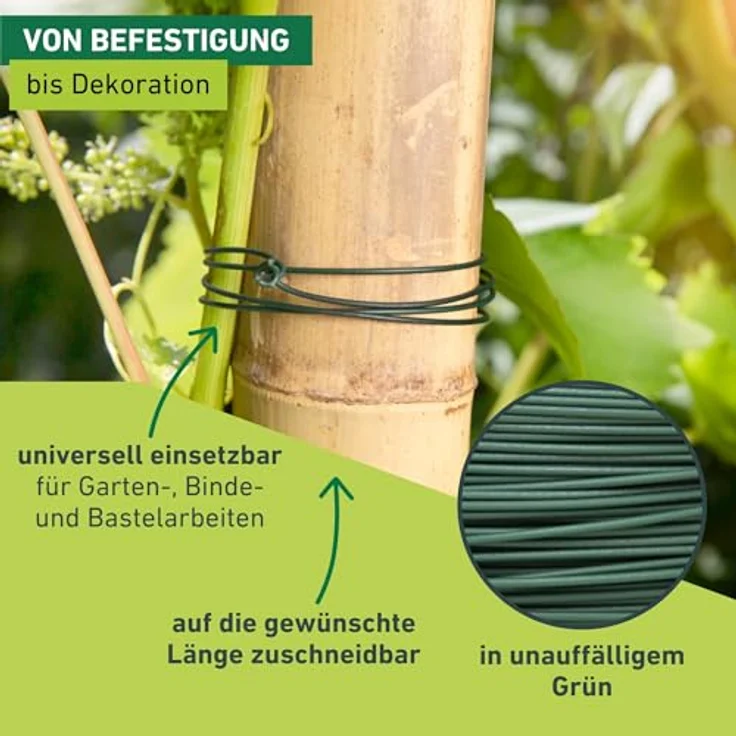 Windhager Gartendraht 60 m, 1,4 mm, grün, verzinkt mit Kunststoffummantelung, wetterbeständig und pflegeleicht – Bild 4
