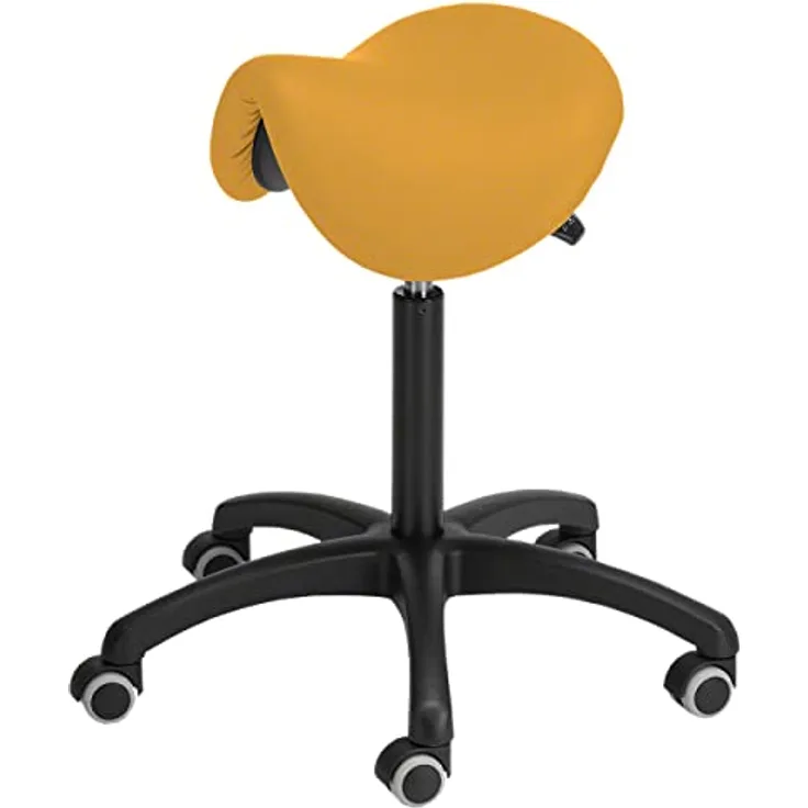 Sattelhocker Standard mit Polster und Rollen, Rollhocker, Arbeitshocker, Mango