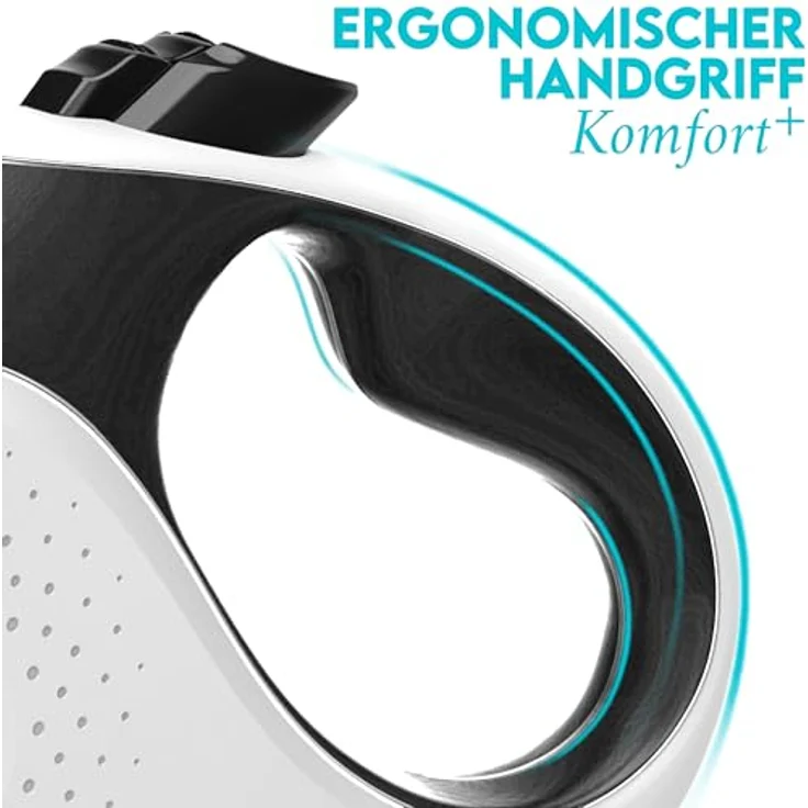 HUND IST KÖNIG Rollleine Hundeleine 5m für kleine & große Hunde | Ausziehbare Hundeleine mit bremsbarem Gurt | Ergonomischer Griff | Weiß/Schwarz – Bild 3