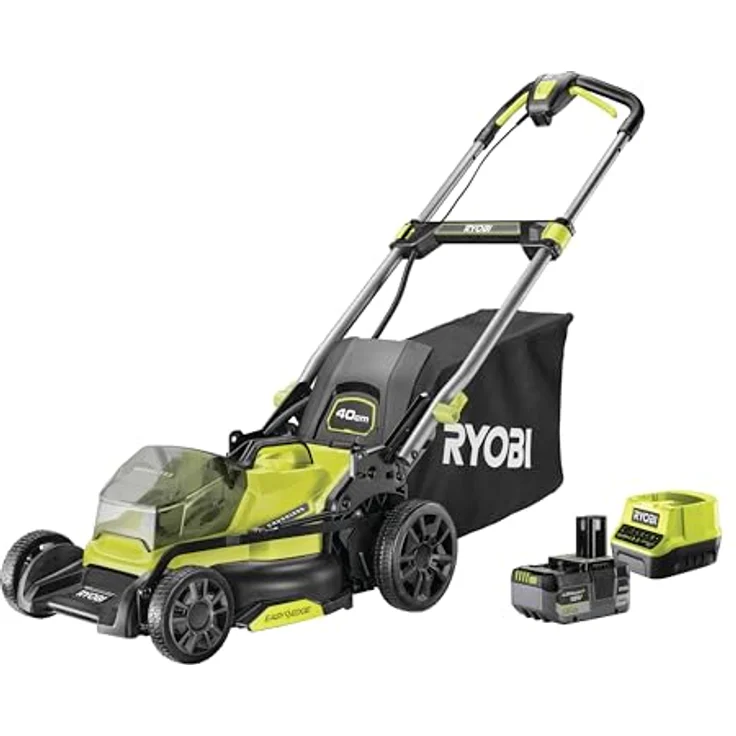 RYOBI 18 V ONE+ Brushless Akku-Rasenmäher RY18LMX40C-150, 40 cm Schnittbreite, 7-fache Höhenverstellung, Akku & Ladegerät - grün – Bild 1