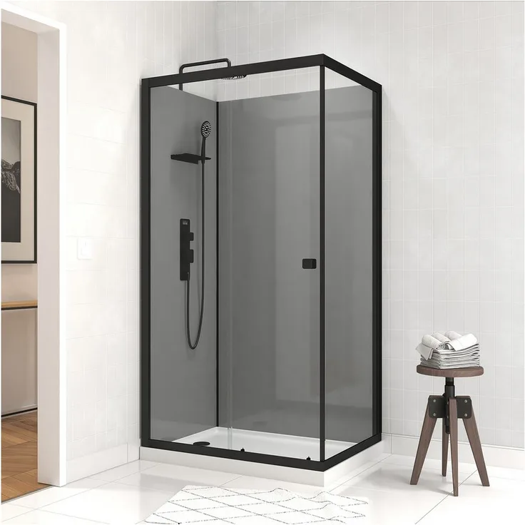 Marwell Komplettdusche Grey Style Rectangle, BxT: 110x80 cm, 5mm gehärtetes Glas