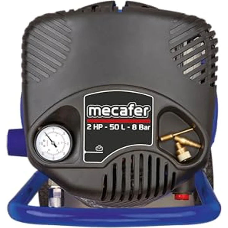 MECAFER Vertikaler Kompressor 425790, 50 L, ölfrei, koaxiales Design, blau – Bild 3