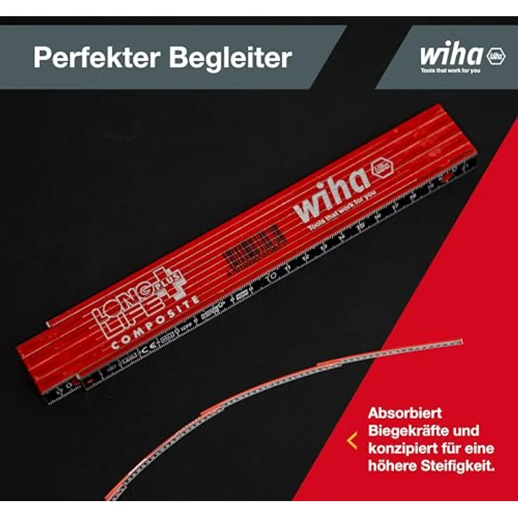 Wiha Gliedermaßstab Longlife® Plus Composite 2 m metrisch, 10 Glieder (37067) rot-schwarz – Bild 5