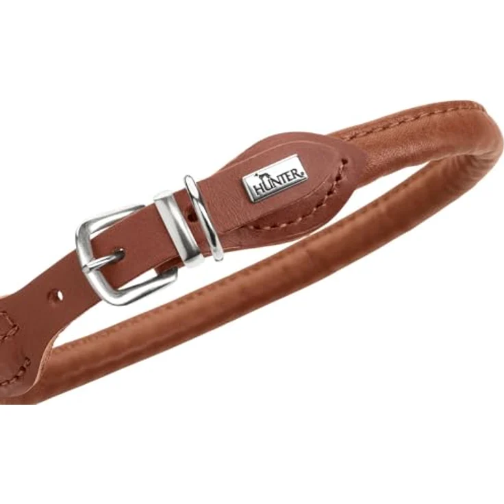 Hunter Tierbedarf Hunde-Halsband Round & Soft Canadian Up cognac - Premiumleder, Made in Germany, fellschonend, formbeständig – Bild 3