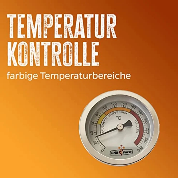 Grillfürst BBQ Deckelthermometer Therm 260 - Einbau Grillthermometer für Grill, Smoker oder Räucherofen, Ø 6,5 cm – Bild 3