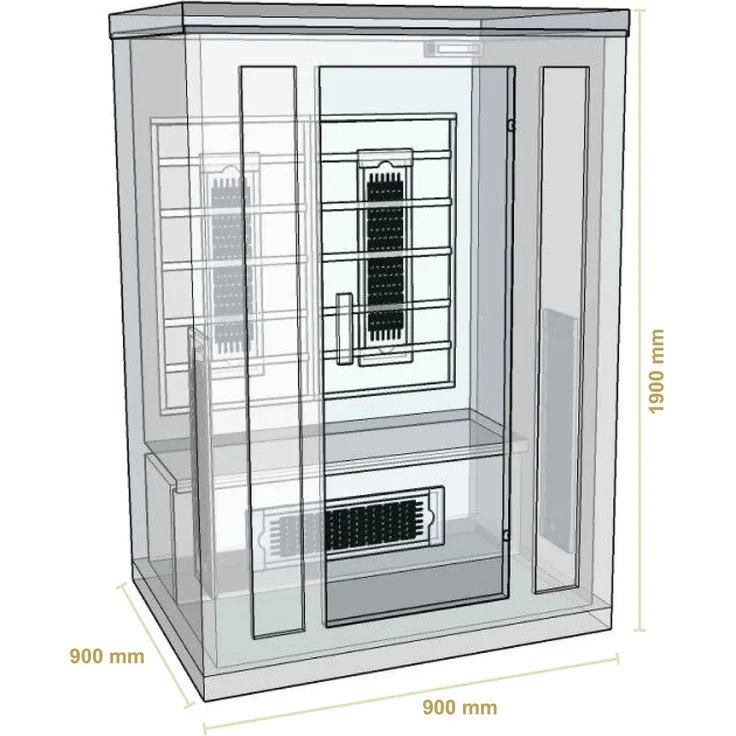Artsauna Infrarotkabine Nyborg S90V - Infrarotsauna Vollspektrumstrahler, LED-Farblicht & große Glastür - Wärmekabine für 1 Person 90 x 90 cm – Bild 10