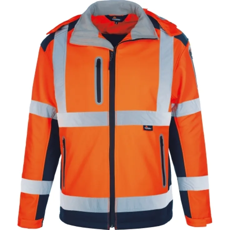 Vizwell Triuso Warnschutz Winter- Softshelljacke  LEUCHTORANGE  Nr. VW177PO: Größe - 4XL