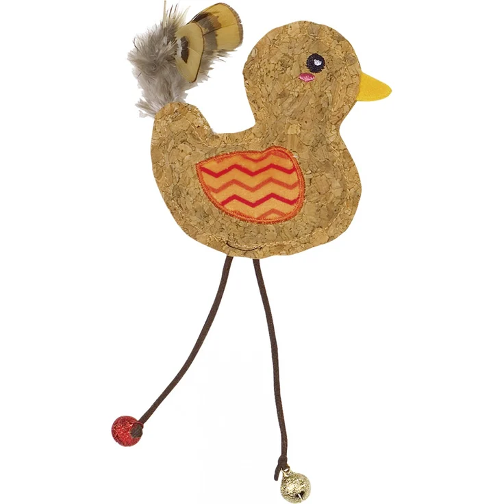 Nobby Kork Vogel mit Catnip 17 cm orange