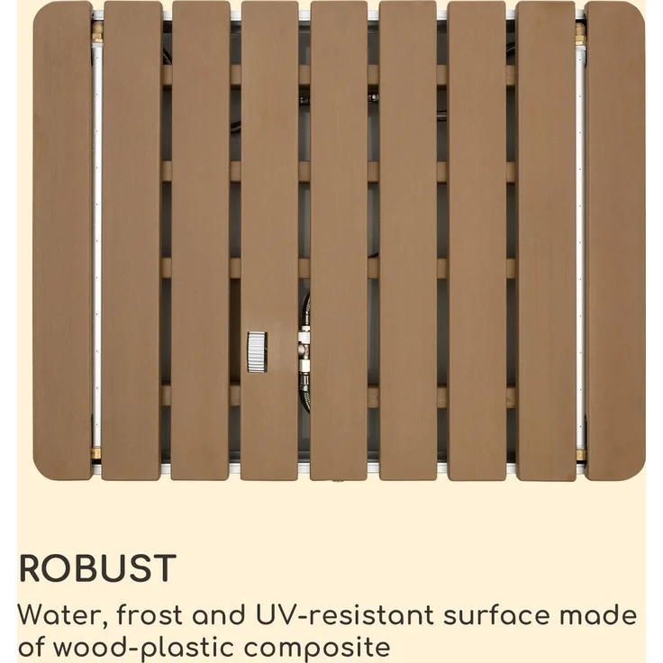 Sumatra Breeze SQ Gartendusche WPC Aluminium 70 x 55 cm eckig Braun 4 m Fontänenhöhe rutschfeste Standfläche Bodendusche - Preisvergleich – Bild 8
