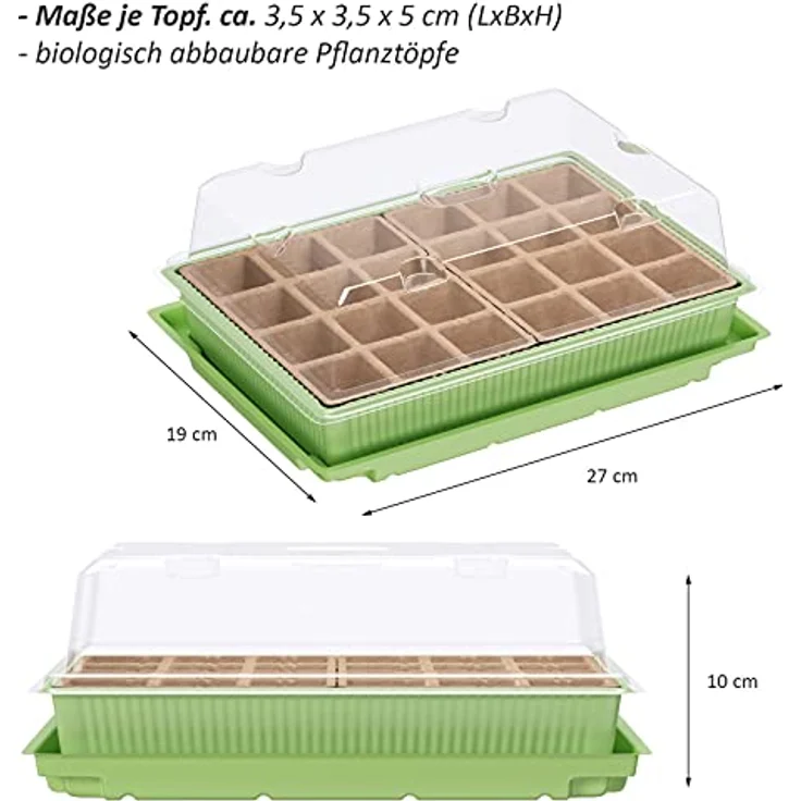 8 x WELLGRO Mini Gewächshaus für 192 Pflanzen - ca. 27 x 19 x 10 cm je Zimmergewächshaus – Bild 2