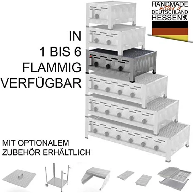 ChattenGlut Gasgrill »Profi Gastrobräter 3 flammig als Tischgerät aus Edelstahl mit 10,8kW Stahlbrenner für Flüssiggas 650x530x270mm« – Bild 8