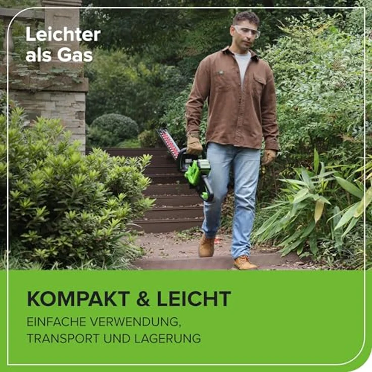 Greenworks Heckenschere, drahtlose Doppelmesser-Heckenschneider, 66 cm, bis 28 mm, 3400 SPM, ohne Akku – Bild 6