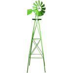 Wiltec Windrad mit 245 cm Höhe, Windmühle in Grün, US-Design, kugelgelagertes Texasrad, Rankhilfe für Garten