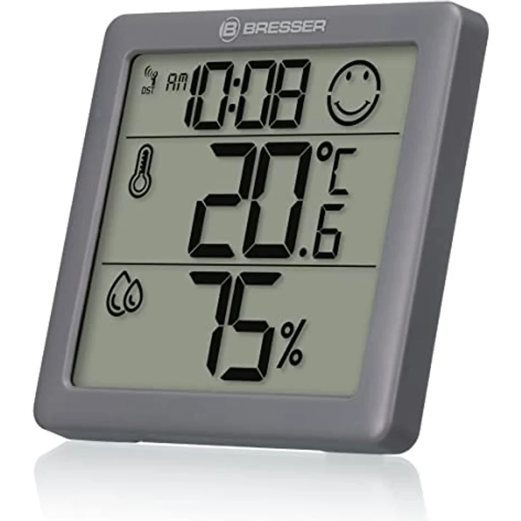 Bresser Thermometer Hygrometer Climate Smile 2er-Set zum Aufstellen oder zur Wandmontage mit Raumklima-Indikator als Smiley, anthrazit - Preisvergleich – Bild 2