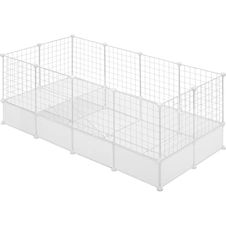 EUGAD Freigehege für Kaninchen, Freilaufgehege Kaninchen, Meerschweinchen Gehege, Weiß BHT 142x53x71cm – Bild 1