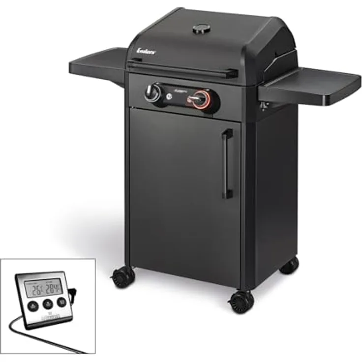 Enders Elektrogrill eFlow Pro 2 Turbo Shadow, 3,0 kW mit Fleischthermometer und emailliertem Gussrost