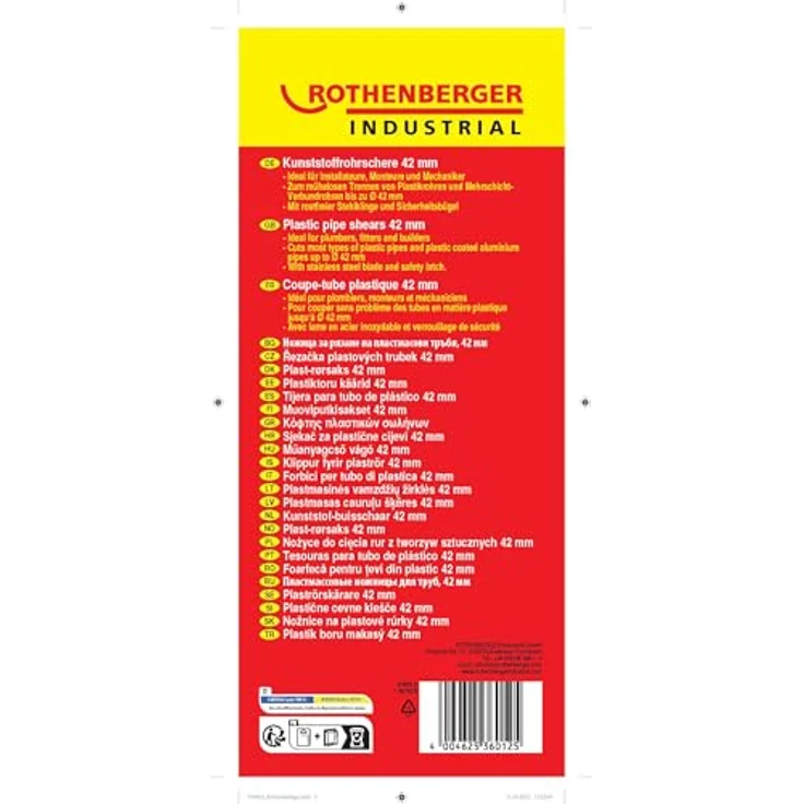 Rothenberger Industrial PREMIUM Kunststoff Plastik Rohr Schere bis 42 mm inkl. rostfreier Stahlklinge und Sicherheitsbügel, 36012 – Bild 3